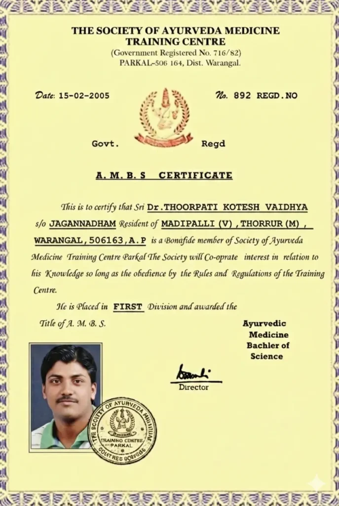 Ayurveda practitioner certificate